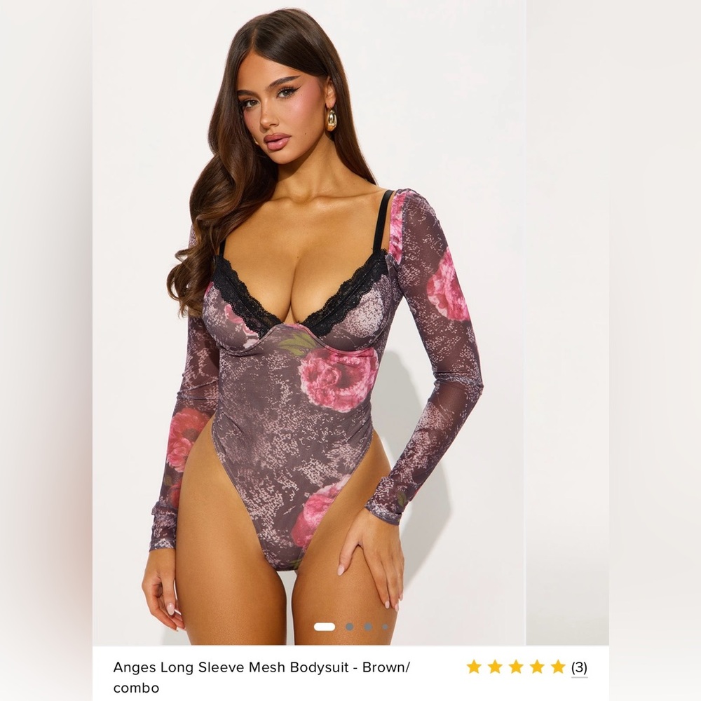 Fashion Nova Floral Long Sleeve Bodysuit